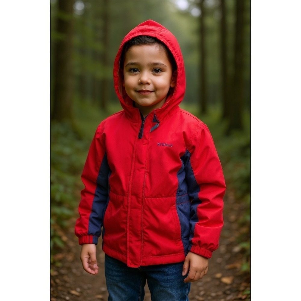 L.L.Bean L.L.Kid Toddler Jacket Size 3T Red Navy Hooded Insulated Full cabincore